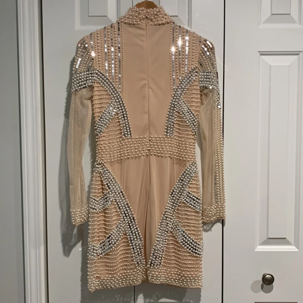 Starlet Beaded Long Sleeve Mini Dress - Picture 3 of 6